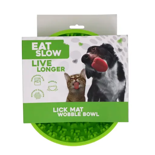 [EATS064L] Eat Slow Live Longer Lick Mat Wobble Bowl Green