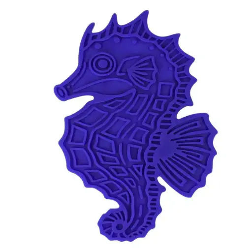[EATS067K] Eat Slow Live Longer Lick Mat Seahorse Blauw